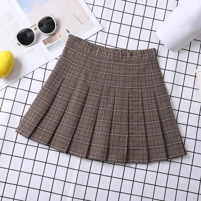 Summer Skirt For Women 2023 Korean Style Clothes Preppy Girls Chic And Elegant  Aesthetic Female A Line Mini Plaid Pleated Skirt