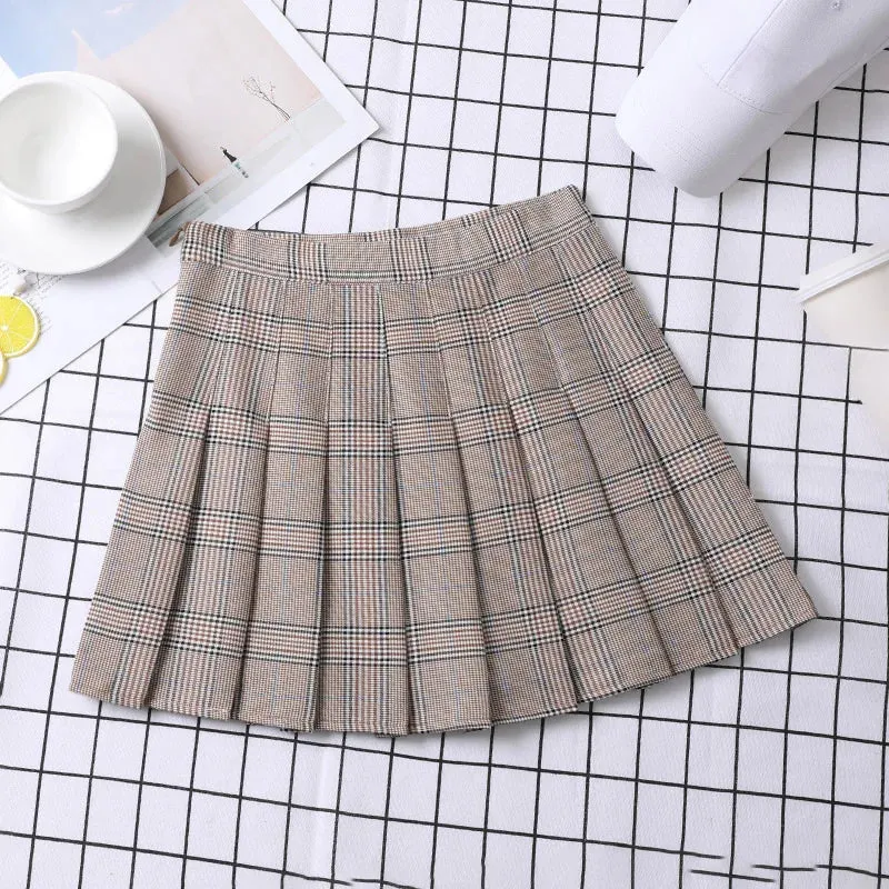 Summer Skirt For Women 2023 Korean Style Clothes Preppy Girls Chic And Elegant  Aesthetic Female A Line Mini Plaid Pleated Skirt