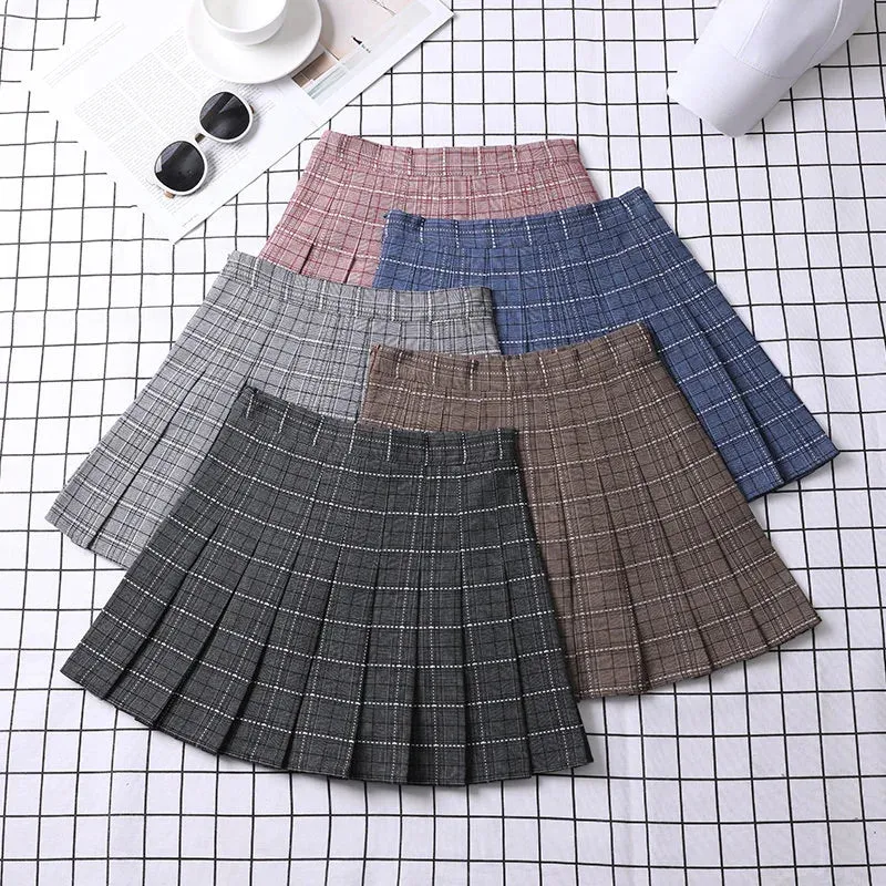 Summer Skirt For Women 2023 Korean Style Clothes Preppy Girls Chic And Elegant  Aesthetic Female A Line Mini Plaid Pleated Skirt