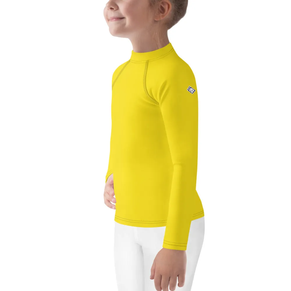 Sunshine and Style: Kid's Solid Color Rash Guards for Girls - Golden Sun