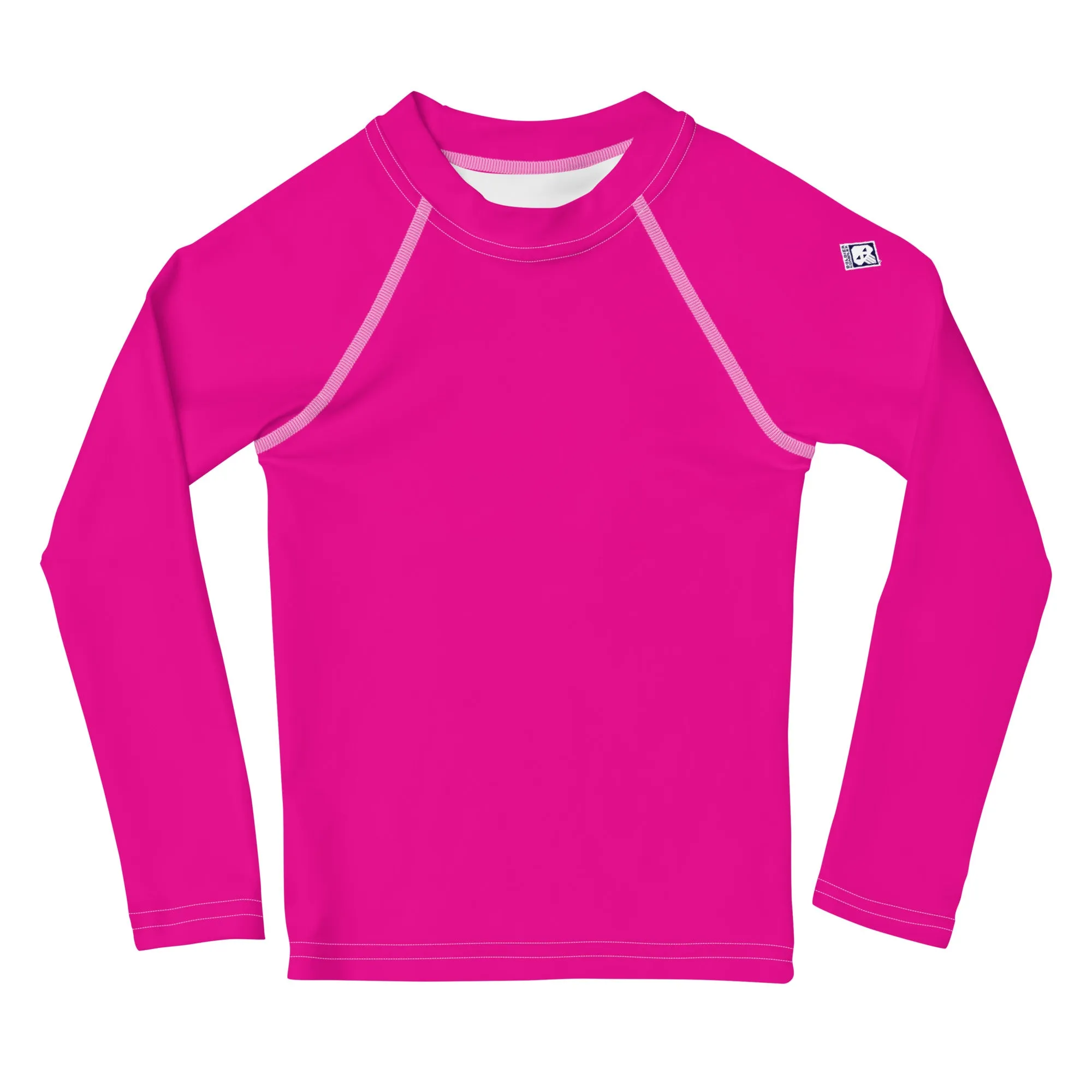 Sunshine Style: Girls' Solid Color Long Sleeve Rash Guards - Hollywood Cerise