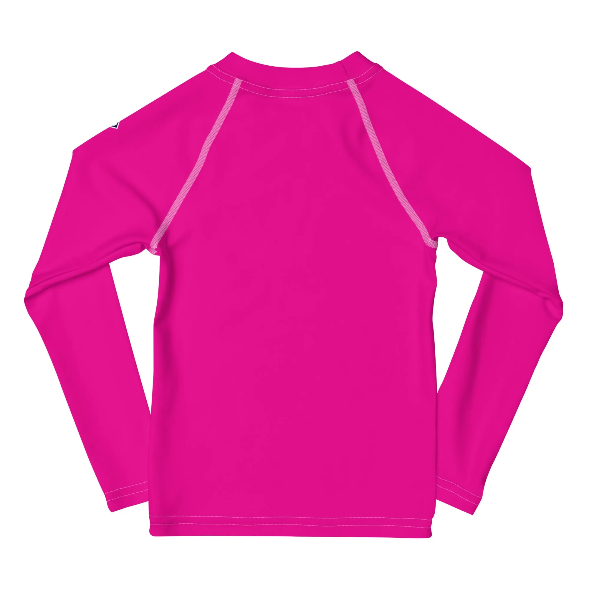 Sunshine Style: Girls' Solid Color Long Sleeve Rash Guards - Hollywood Cerise