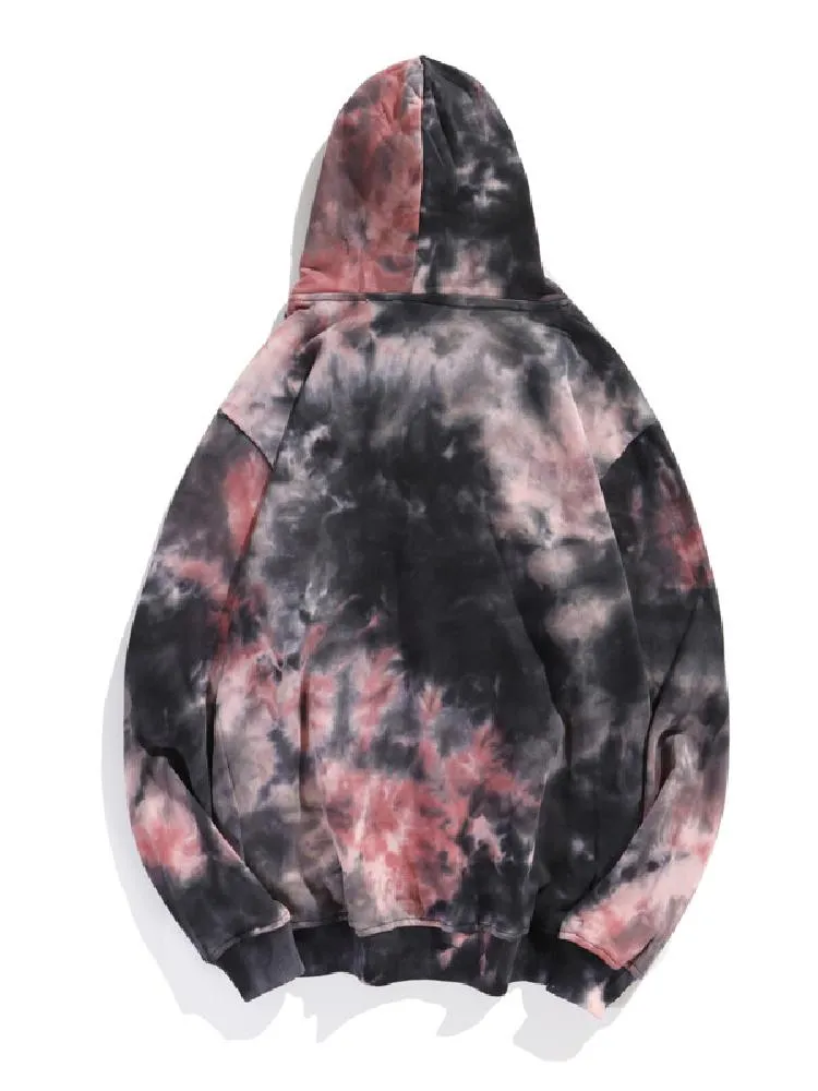 Tie Dye Long Sleeves Loose Fitting Hoodie