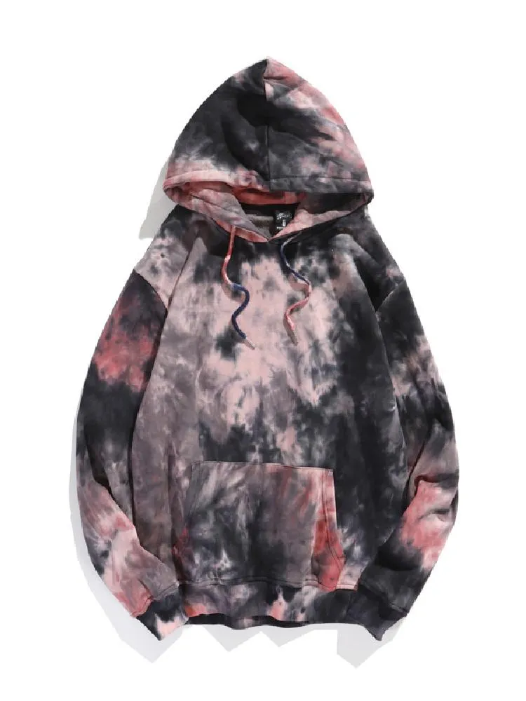 Tie Dye Long Sleeves Loose Fitting Hoodie