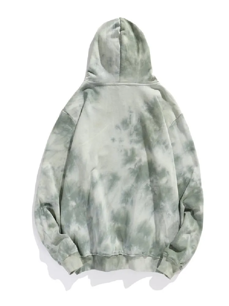 Tie Dye Long Sleeves Loose Fitting Hoodie