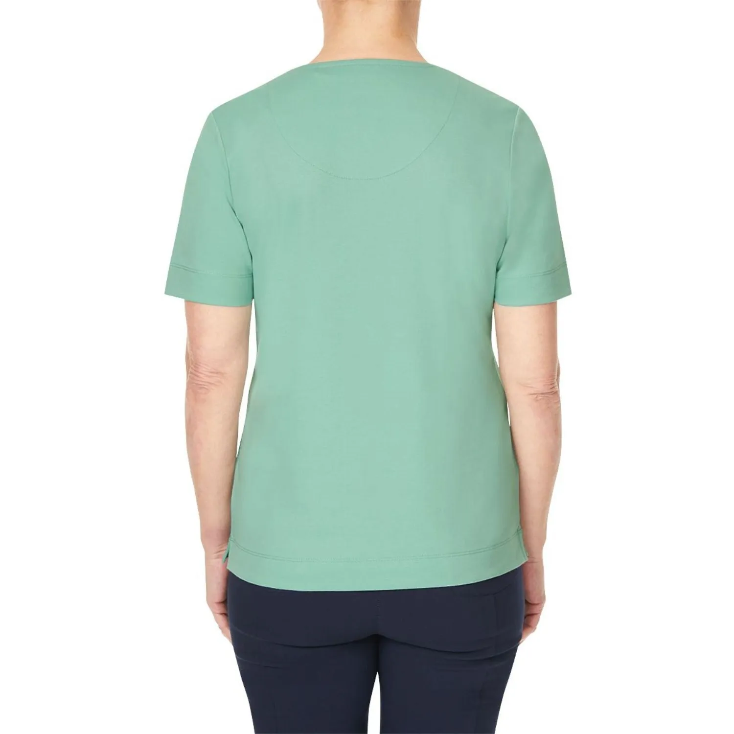 TIGI 10/12 Mint Embroidery Cutwork Neck Top